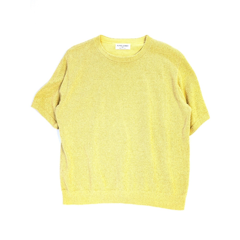 Alfred Dunner Yellow Glimmer Sweater - Women's 2XL - Knit Short Sleeve Top